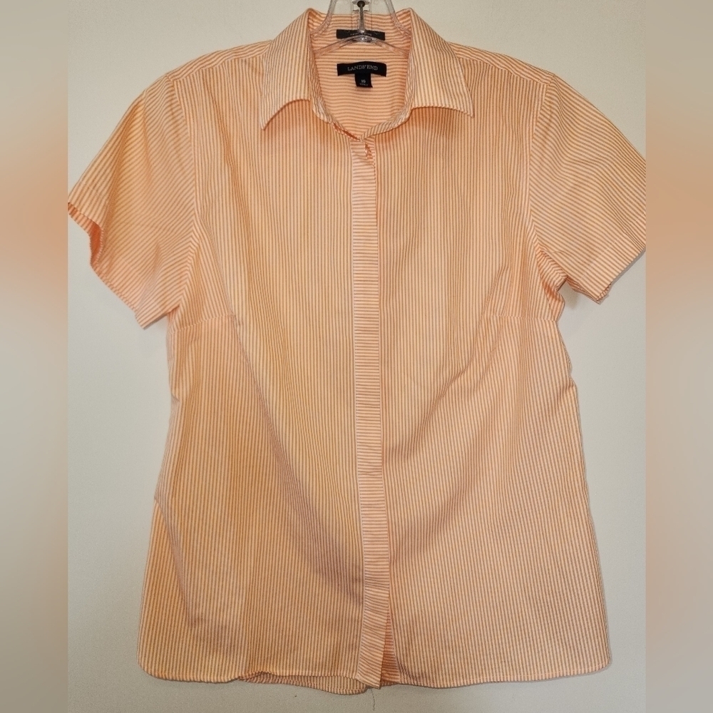 Lands End Short Sleeve Button Down Top, Size 10